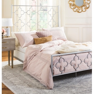 SAFAVIEH Bedding Morris Lattice Metal Full size bed - Antique Silver