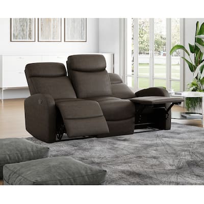 Strick & Bolton 3 Seat Distressed Faux Leather Reclining Loveseat