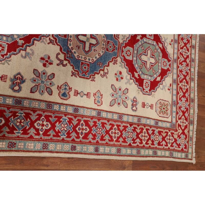 Kazak Area Rug Hand-Knotted Wool Carpet - 4'3" x 6'0"