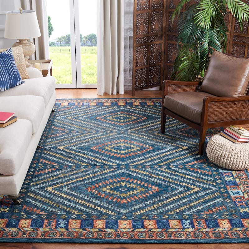 SAFAVIEH Handmade Aspen Wubbine Moroccan Boho Wool Rug - 9' x 12' - Rust/Green