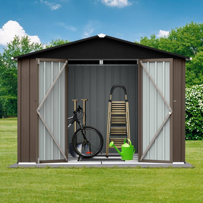 8FT×6FT Metal Garden Sheds Outdoor Storage Sheds Tool Storage