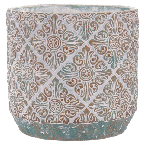 Inspirella 6.3 Inch Timeless Ceramic Round Colorful Plant Pot with Drainage - 3.6