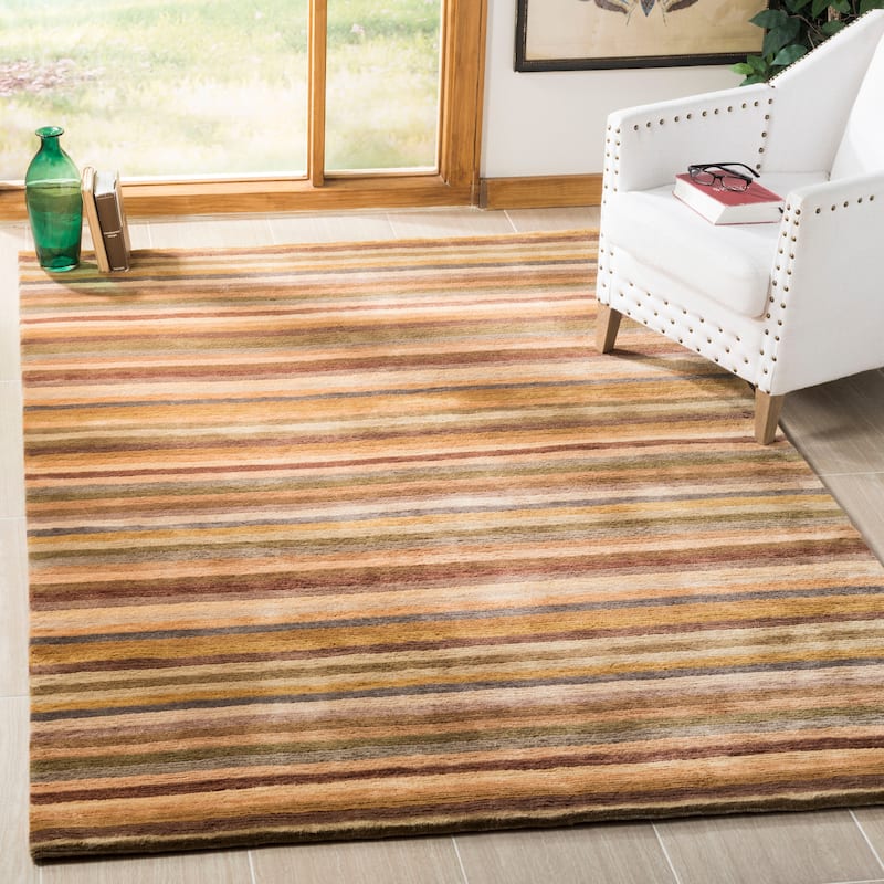 SAFAVIEH Couture Hand-knotted Tibetan Soledade Modern Wool Rug with - 6' x 9' - Coffee/Olive