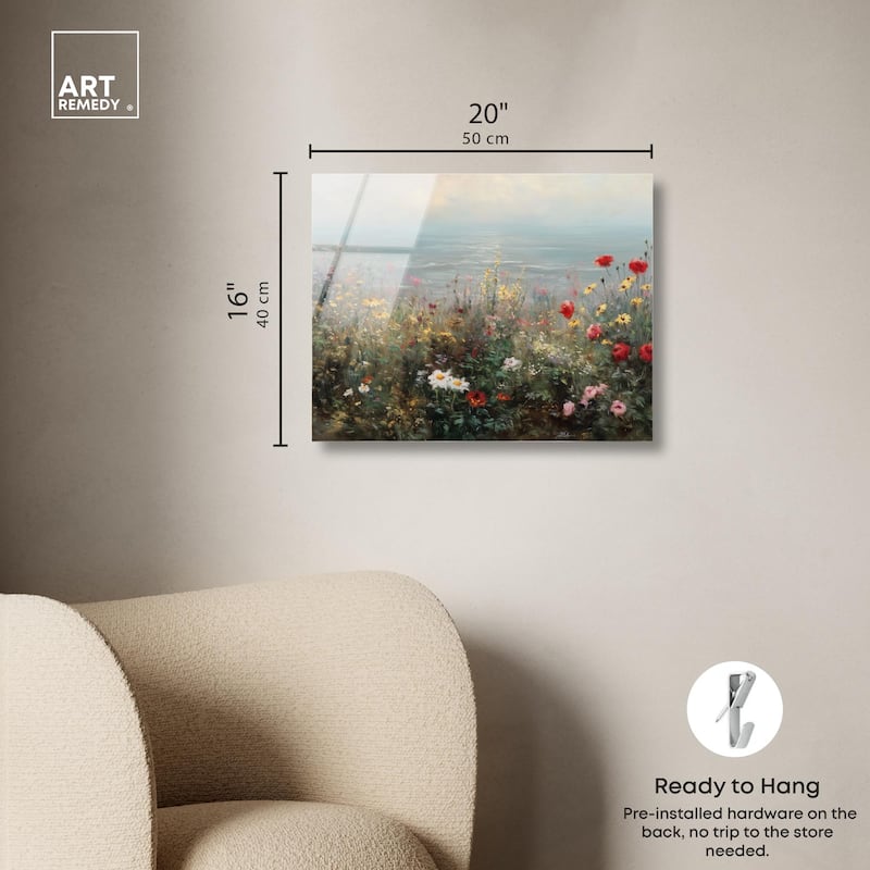 Misty Ocean Field I Acrylic by Art Remedy, Ready to Hang