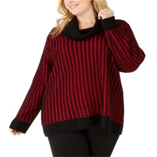 Calvin Klein Women's Chevron-Stitch Cowlneck Sweater Pink Size Extra Large