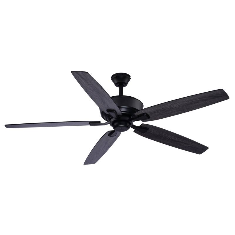 Fircrest 60 in. Matte Black Ceiling Fan with Reversible Gray Oak-Black Oak Blades, LED Light Kit and Remote, 6 Speeds, DC Motor