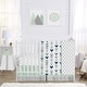 preview thumbnail 1 of 4, Sweet Jojo Designs Navy Blue Grey and Mint Mod Arrow Collection 4-piece Bumperless Crib Bedding Set