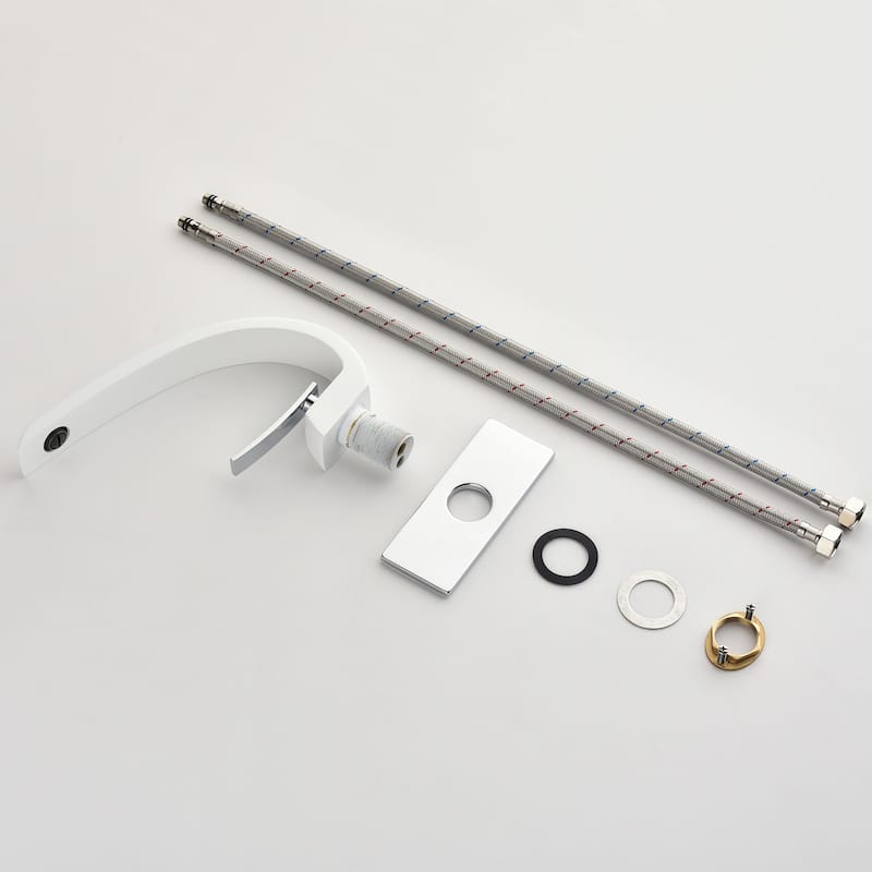 Single Handle Bathroom Faucet White Modern Bathroom Sink Faucets Single Hole Basin Vanity Mixer Taps With Deck Plate