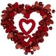 preview thumbnail 1 of 3, Heart Shaped Glittered Valentine's Day Wreath - 22" - Red