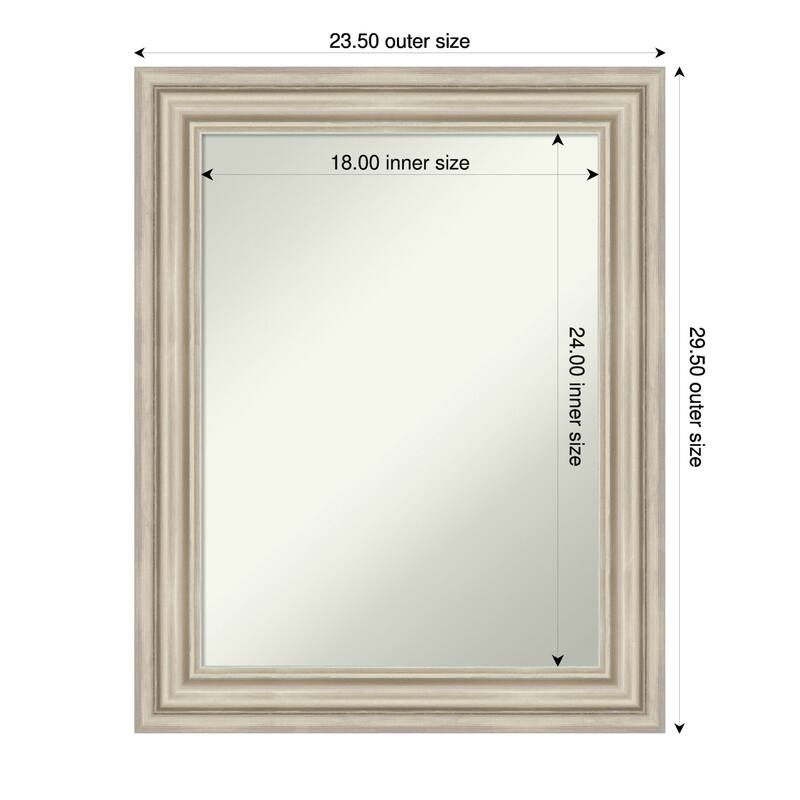 Sierra Non-Beveled Wood Framed Bathroom Vanity Wall Mirror - 24 x 30 in - Sierra Silver