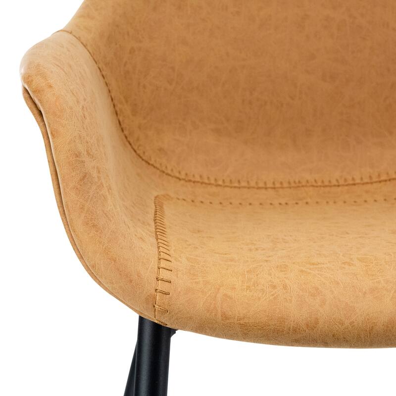Markley Leather Dining Chair with Iron Legs Set of 4 Modern Accent Armchair