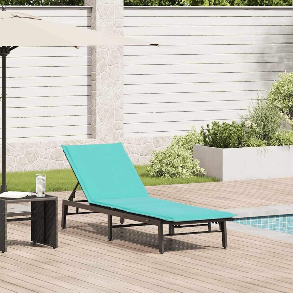 vidaXL Sun Lounger with Cushion Poly Rattan - 78.7" x 23.2" x 9.8"/19.3"/23.2"/26.4"
