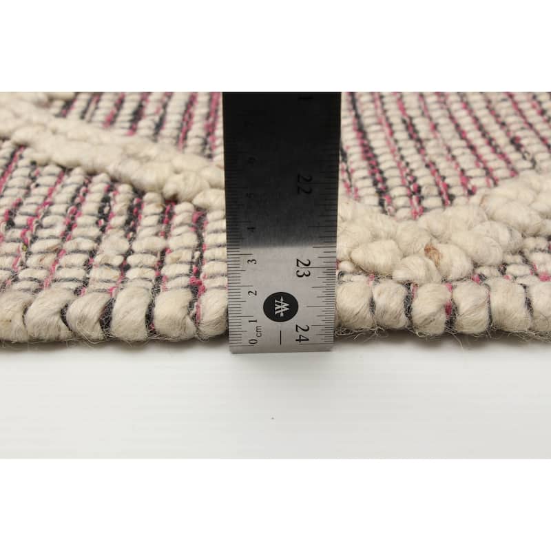 ECARPETGALLERY Braid weave Sienna Cream, Pink Wool Rug - 4'11 x 7'11