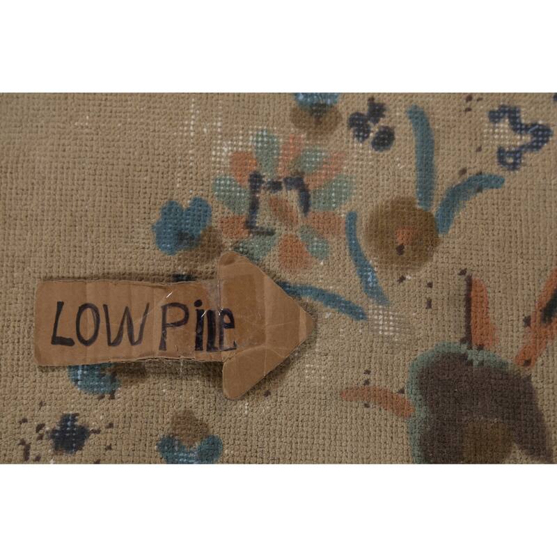 Tabriz Persian Vintage Area Rug Hand-Knotted Beige Wool Carpet - 9'6"x 12'5"