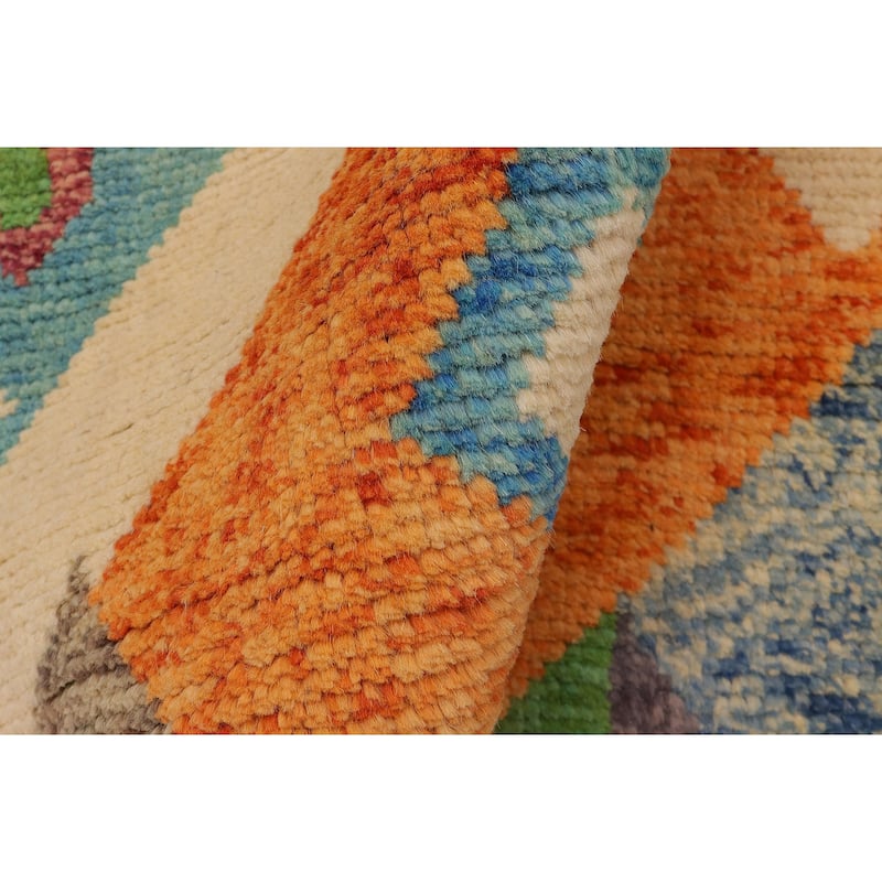 Boho Chic Balochi Galindo Beige/Blue Hand Knotted Wool Rug - 3'6'' x 5'1''