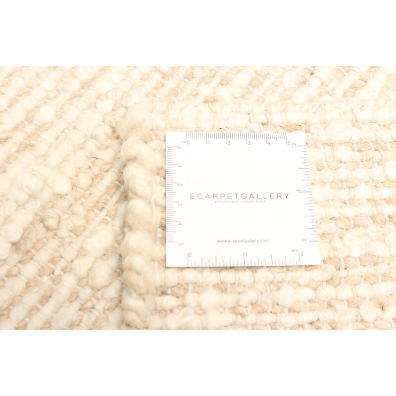 ECARPETGALLERY Braid weave Sienna Beige Wool Rug - 5'2 x 8'2