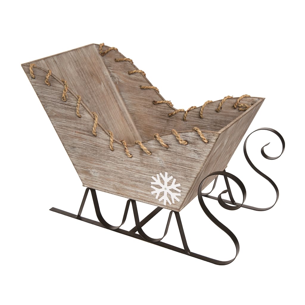Transpac Wood 20.5 in. Brown Christmas Rustic Sleigh Decor