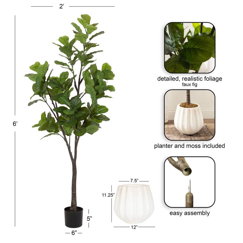 Kate and Laurel Fidmont Faux Fiddle Fig Tree
