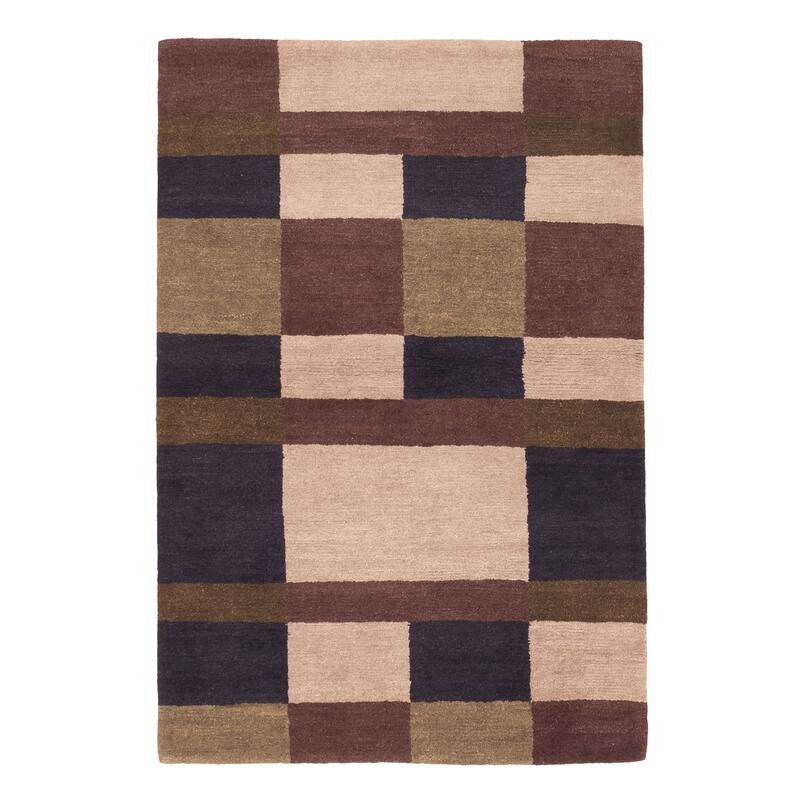 ECARPETGALLERY Hand-knotted Opulence Dark Brown Wool Rug - 4'1 x 5'11