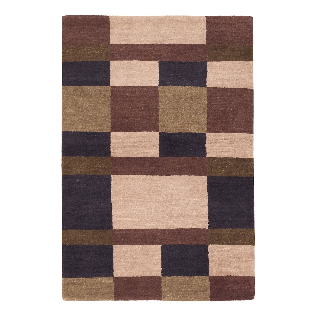 ECARPETGALLERY Hand-knotted Opulence Dark Brown Wool Rug - 4'1 x 5'11