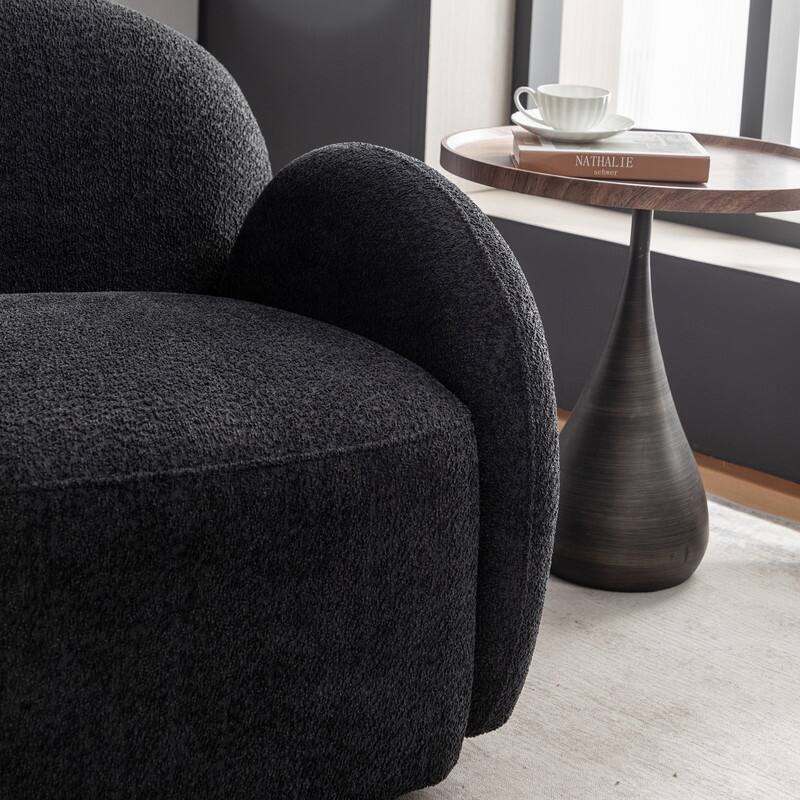 SEYNAR Modern Glam Boucle Upholstered 360 Degree Swivel Accent Armchair, Barrel Chair for Living Room