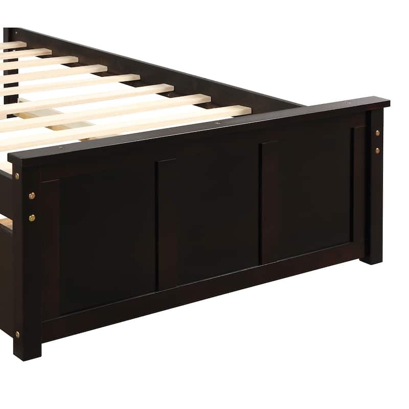 Platform Bed with Twin Size Trundle, Twin Size Frame, Gray