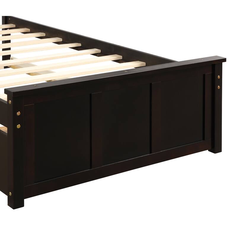 Platform bed with Twin Size Trundle, Twin Size Frame, Espresso