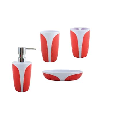 4-Piece Countertop Accessories Set MSV-France Kandy Red Polystyrene