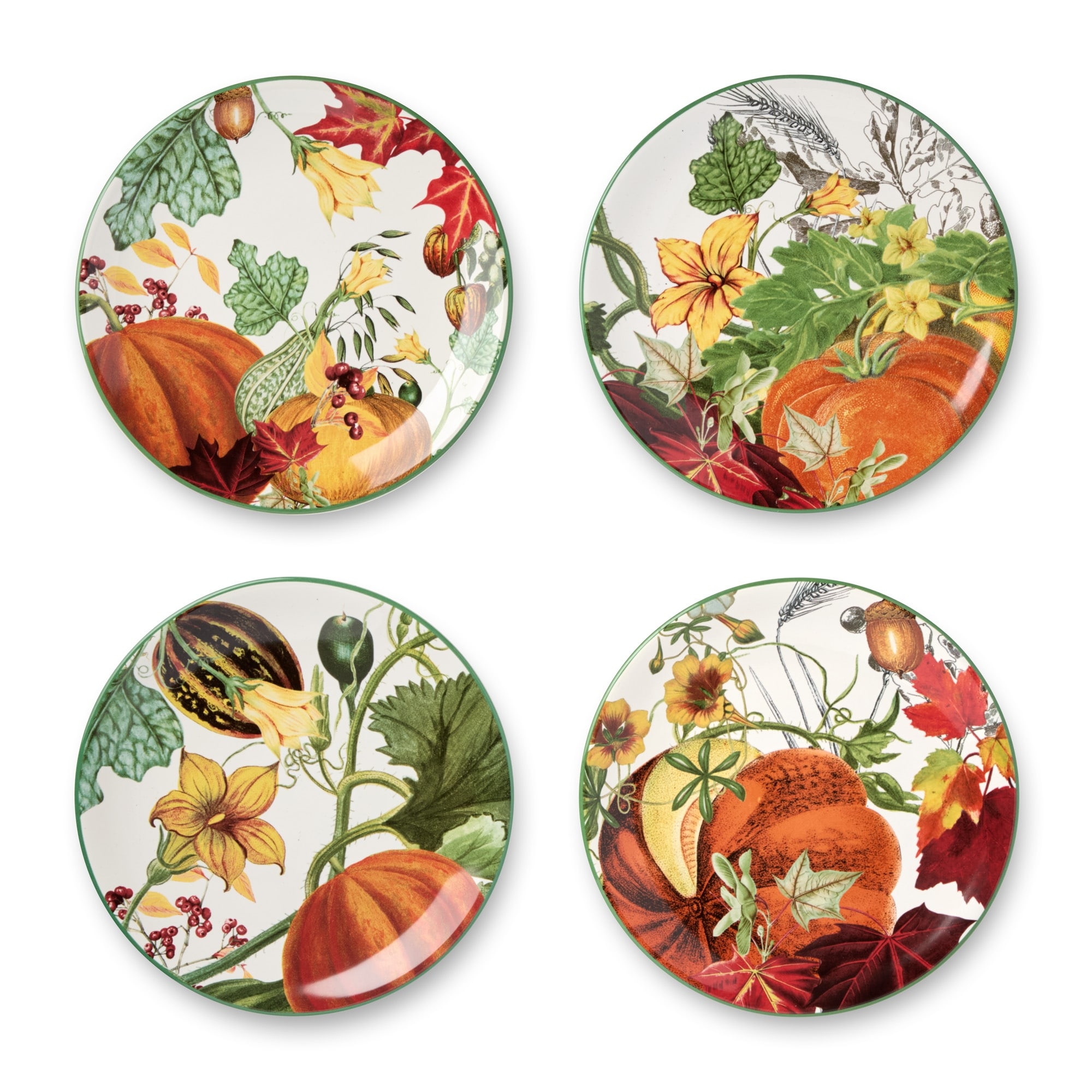 Certified International Harvest Fields 9" Salad/Dessert Plates, Set of 4 Assorted Designs
