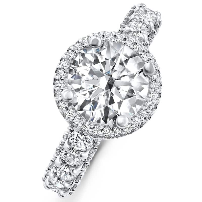 Certified 3.52Ct Pave Round Diamond Engagement White Gold Lab Grown