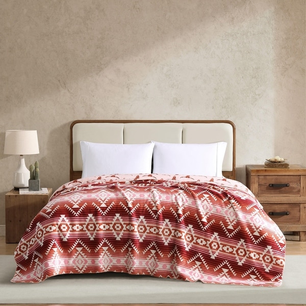 Wrangler Printed Plush Fleece Reversible Blanket - On Sale - Bed