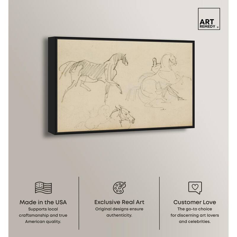 Gericault - Three horse studies Canvas by Art Remedy
