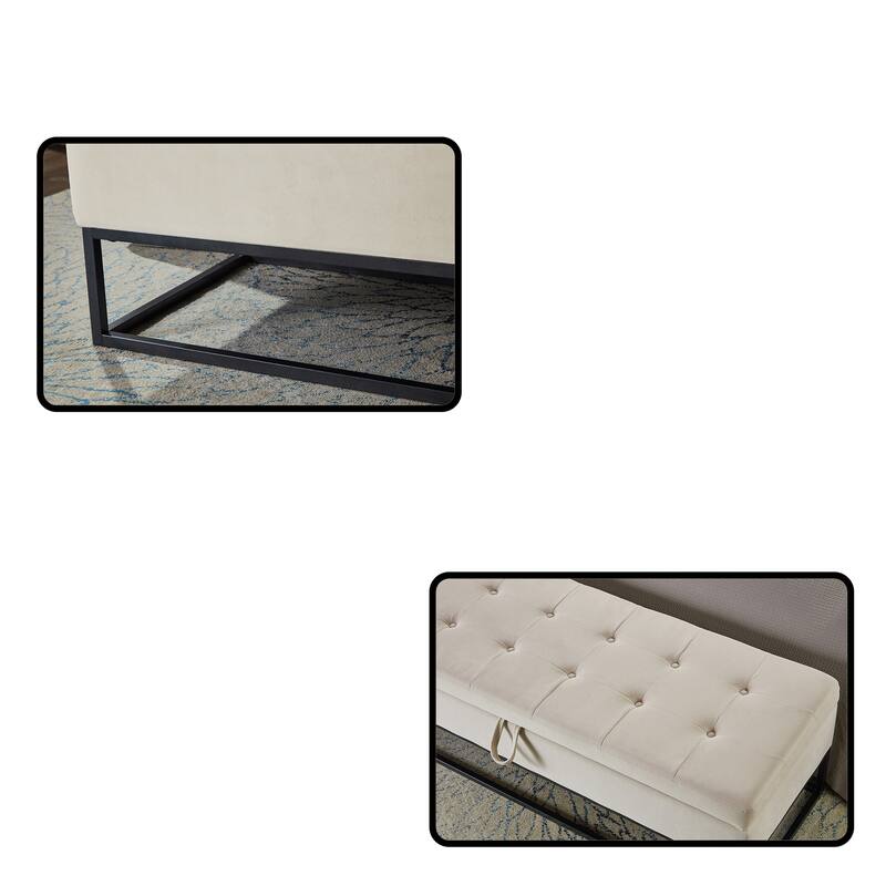 Metal Base Bed Bench with Storage