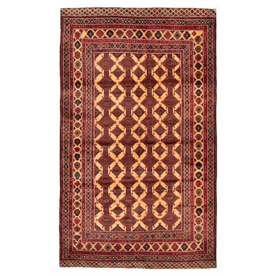 Teimani Beige, Red Rug 4'0" x 7'0" - 4'0 x 7'0