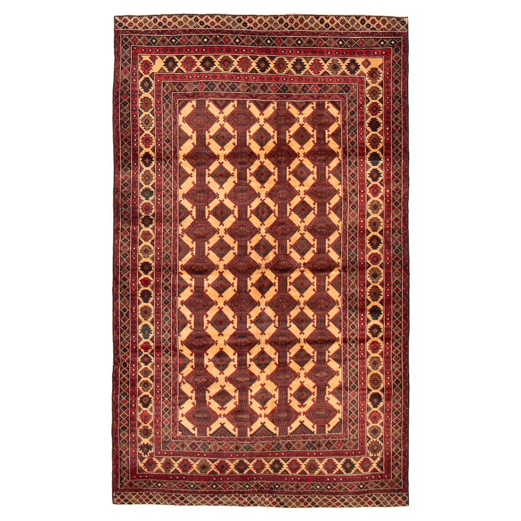 Teimani Beige, Red Rug 4'0" x 7'0" - 4'0 x 7'0