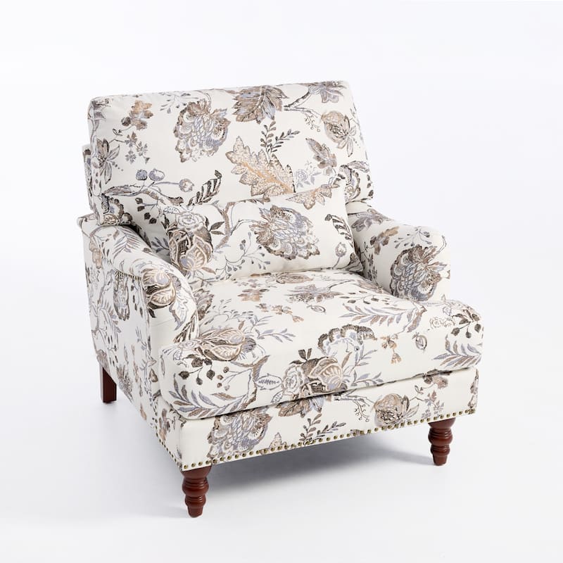 Set of 2 Mid Century Chenille Upholstered Accent Chairs