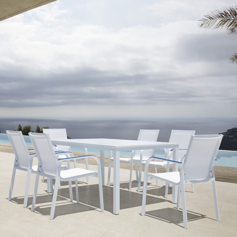 NUU Garden 7 Piece Aluminum Outdoor Stackable Chairs Set