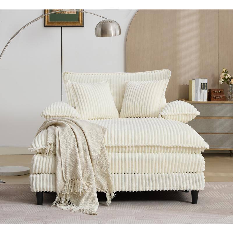 54.75" W Oversized Chaise Lounge Chair,Fluffy cushioned sofa bed - Beige