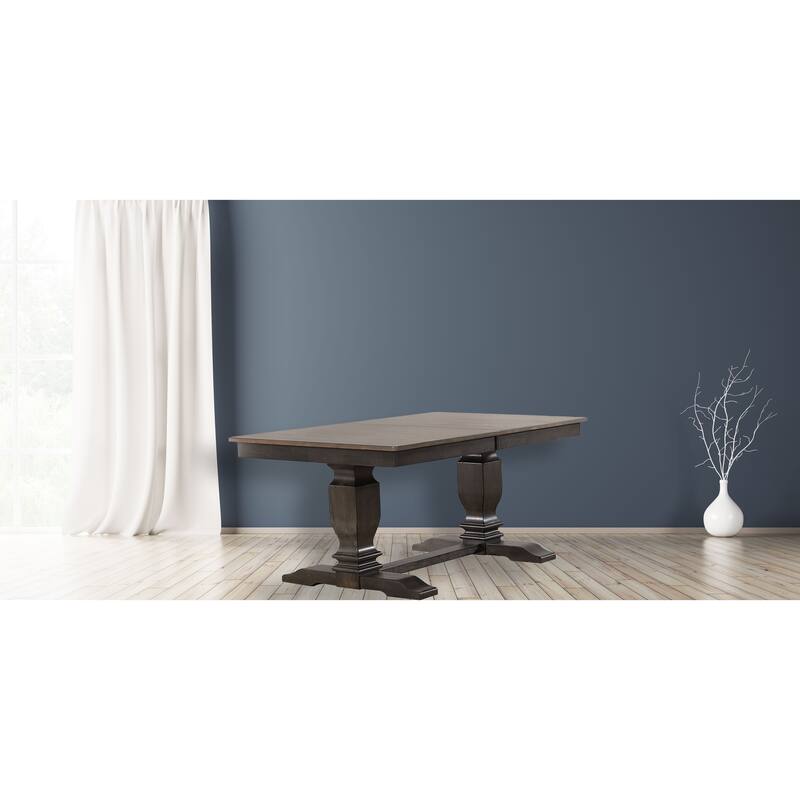 Double Transitional Base Dining Table In Antique Grey