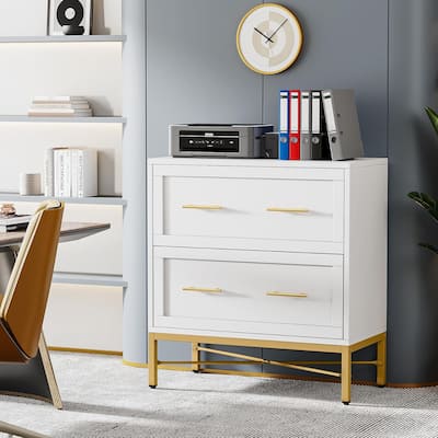 31.49-Inches 2-Drawer Lateral File Cabinet, Wood Filing Storage Cabinet, Printer Stand with Anti-Tilt & Safety Features