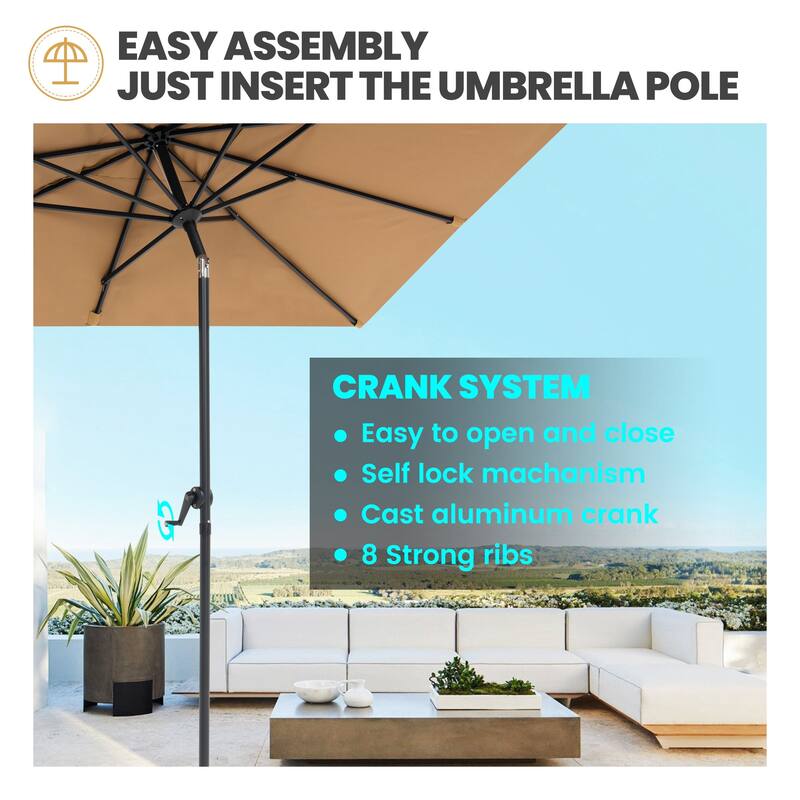 Crestlive Products 9 x 5 FT Patio Outdoor Rectangular Market Umbrella with Base