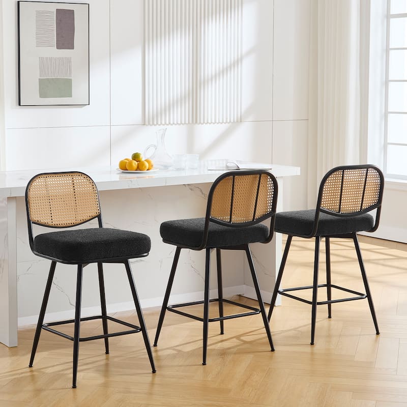 26"/29" Counter Height Swivel Bar Stools Set of 2/3/4 - Set of 3 - Fabric-Black - Bar Height