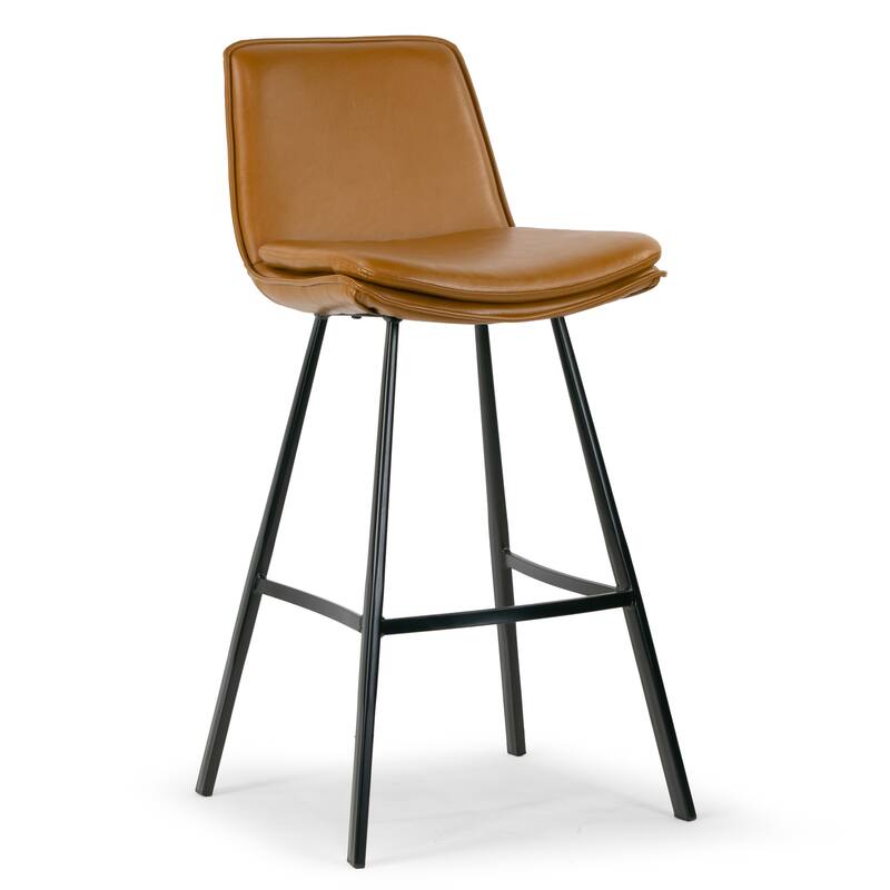 Set of 2 Avalyn Cappuccino Faux Leather Bar Stool with Metal Legs