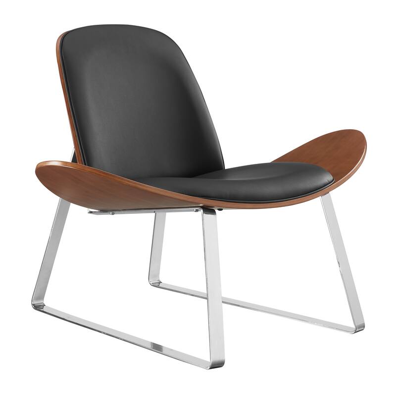 Corvus Mid-century Walnut Finish Accent Lounge Chair - Black