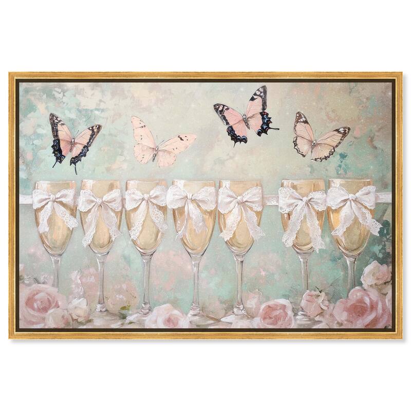 Champagne Mint and Pink Glass Canvas by Art Remedy - Gold - 24" x 16"