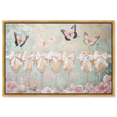 Champagne Mint and Pink Glass Canvas by Art Remedy