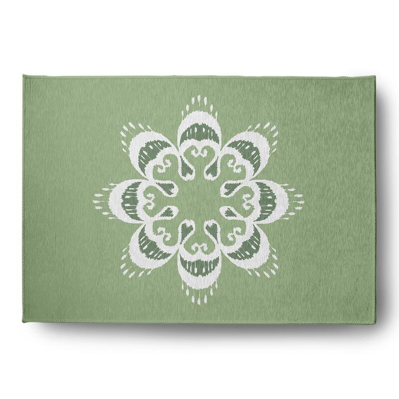 Ikat Mandala Chenille Rug - Sage Green - 5' x 7'