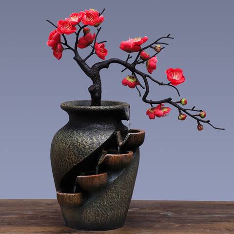 Waterfall Fountain Flower Vase Craft Home Room Indoor Decorations - 11.8x11.8x15.7in