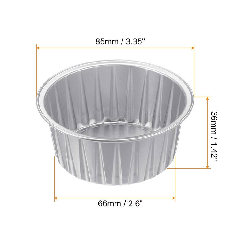 Cupcake Cups, 25pcs 66x36x85mm Aluminum Foil Standard Cupcake Liners - Silver/Silver