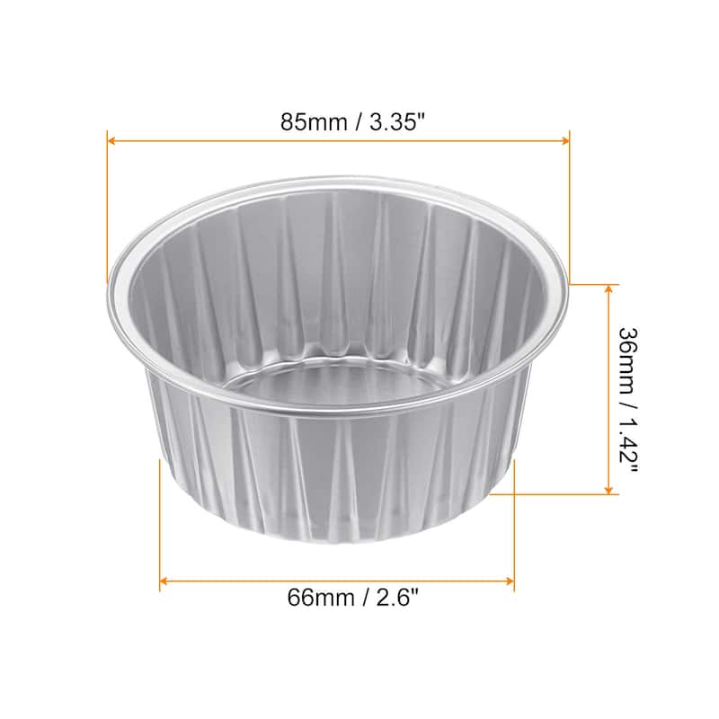 Cupcake Cups, 50pcs 66x36x85mm Aluminum Foil Standard Cupcake Liners - Silver/Silver